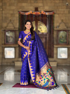 Vedant Vastram Soft Litchi Silk Banarasi Silk Jacquard Saree - Blue