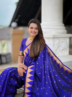Vedant Vastram Soft Litchi Silk Banarasi Silk Jacquard Saree - Blue