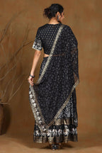 Juniper Women Black Shantoon Embroidered Flared Lehenga Choli Sets - Distacart
