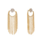 Nuyug 22K Gold Plated Crystal Studded Floral Stud Contemporary Dangler Earrings - Distacart