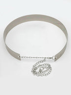 NVR Women Circular Silver Plated Adjustable Broad Belt