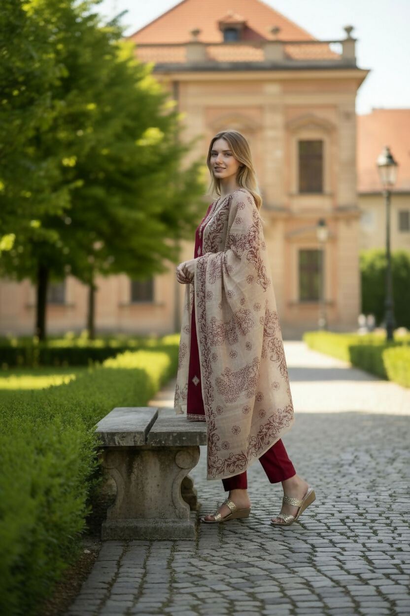 The52 Women's Beautiful Rayon Slub Fabric Embroidery Work Straight Kurta Pant and Dupatta Set - Distacart