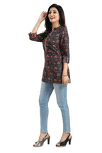 Snehal Creations Blissful Black Rayon Short Kurti Tunic Top - Distacart