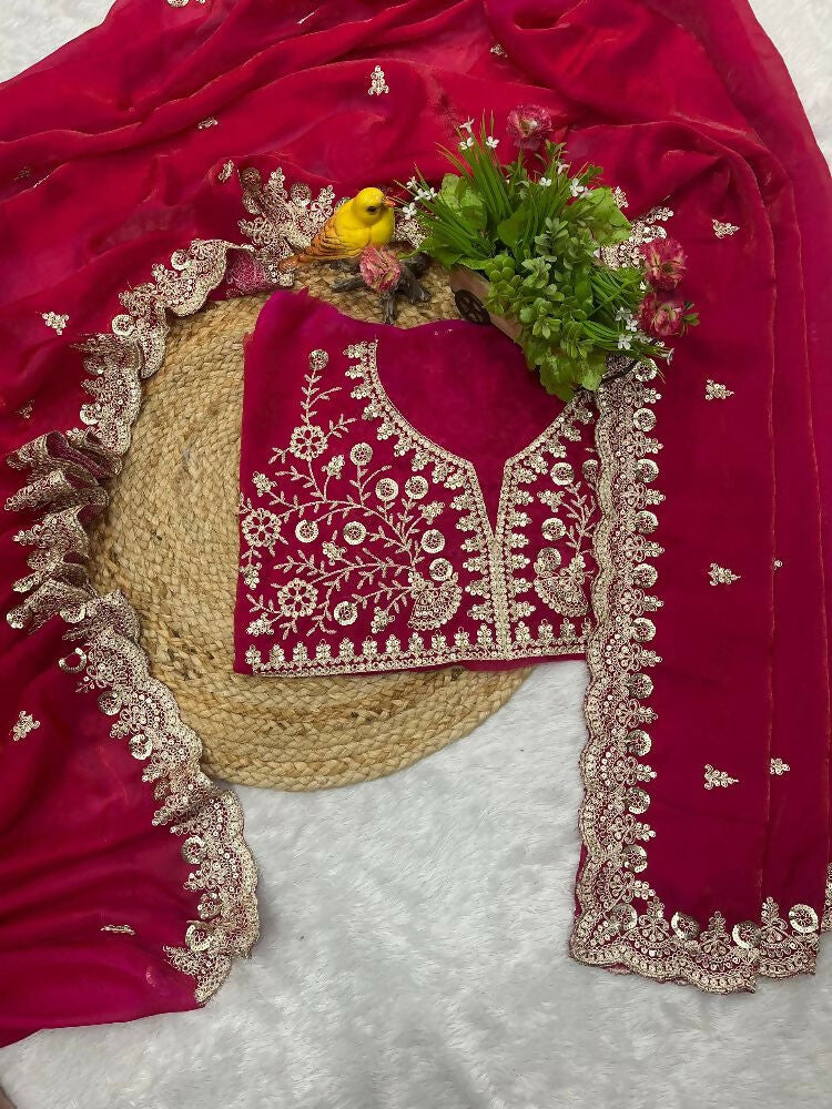 Joban Fashion Red Frendy Satin Silk Party Wear Sarees - Distacart