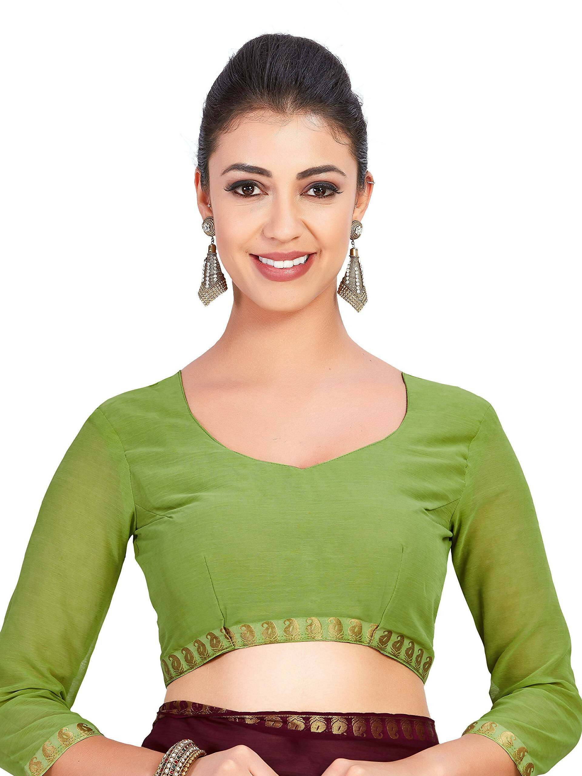 Mimosa Women's Green Chiffon Banarasi Silk Saree - Distacart