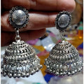 Oxidized Designer Crafted Traditional Jhumka Brass Jhumki Earrings