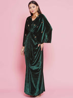 Women Republic Green Velvet Hand Embellished Gown - Distacart