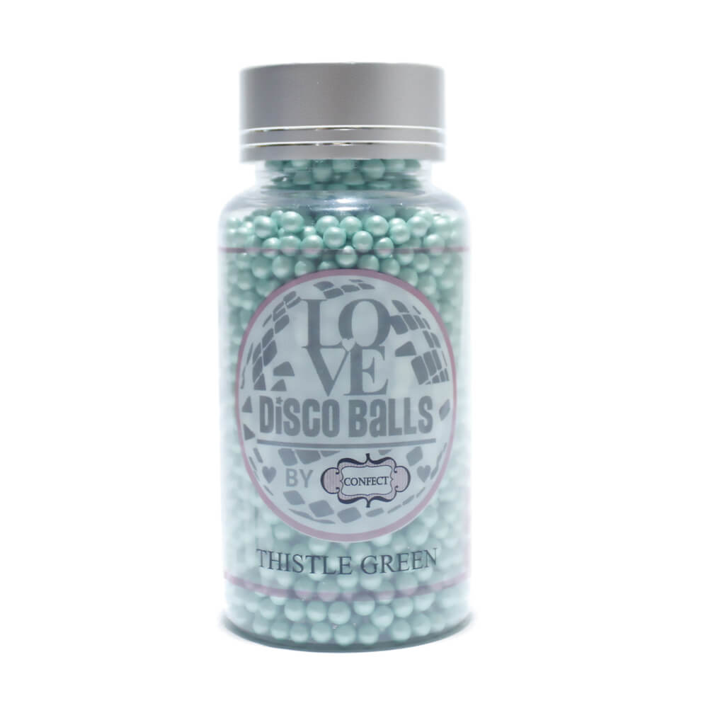 confect thistle green disco balls sprinkles 5 mm 120 gms