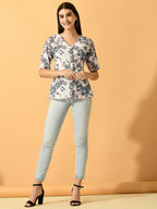Myshka Women's White Printed Party Top