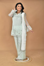 Morchari Women And Hand Embroidery Palazzo Set-Green
