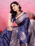 Vedant Vastram Banarasi Silk Fashion Saree - Navy