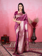 Vedant Vastram Banarasi Silk Fashion Saree - Wine