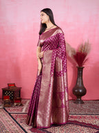 Vedant Vastram Banarasi Silk Fashion Saree - Wine