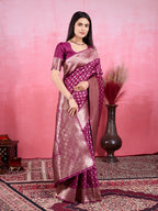 Vedant Vastram Banarasi Silk Fashion Saree - Wine