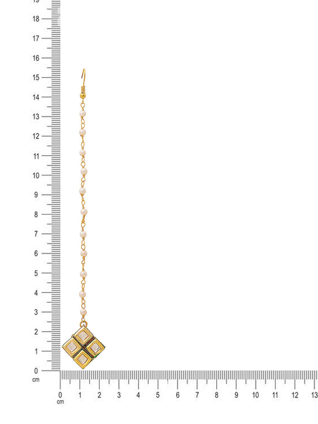 Ruby Raang Gold Square Kundan Maang Tikka