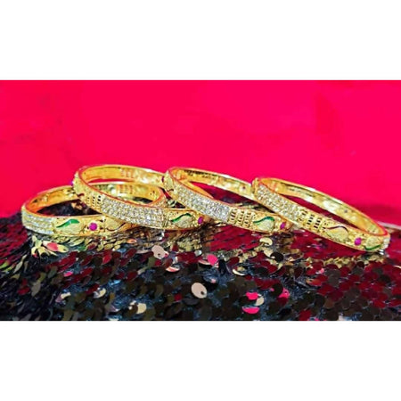 Mominos Fashion Trendy Gold-Polished With American Diamond Bangles