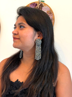 Inhanns Handmade Crystal Waterfall Earrings - Long - Titanium - Distacart