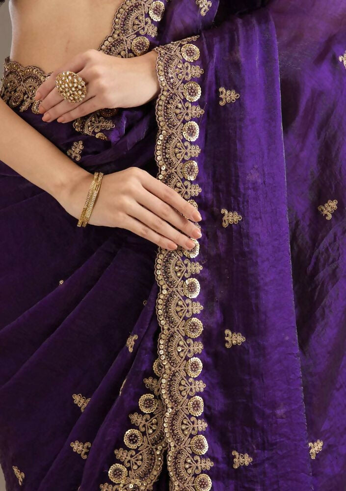 Joban Fashion Blue Frendy Satin Silk Party Wear Sarees - Distacart