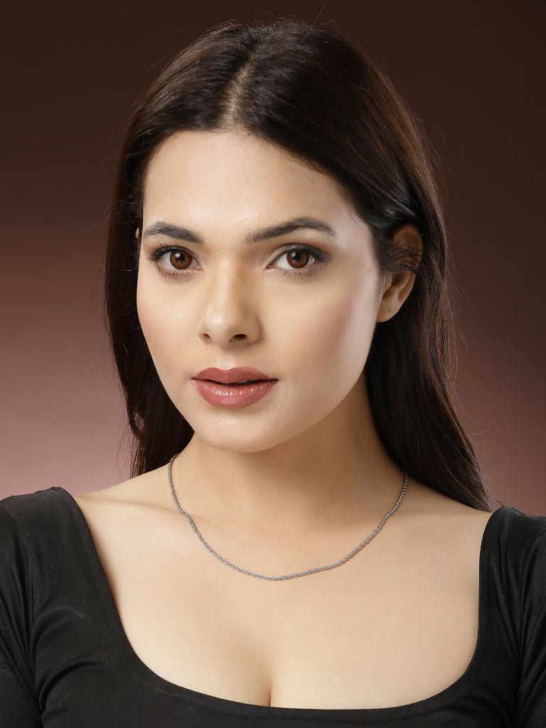 NVR Women's Silver-Toned German Silver Oxidised Chain