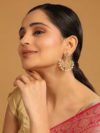 Nuyug 18k Gold-Plated American Diamonds Studded Contemporary Shaped Dangler Earrings - Distacart
