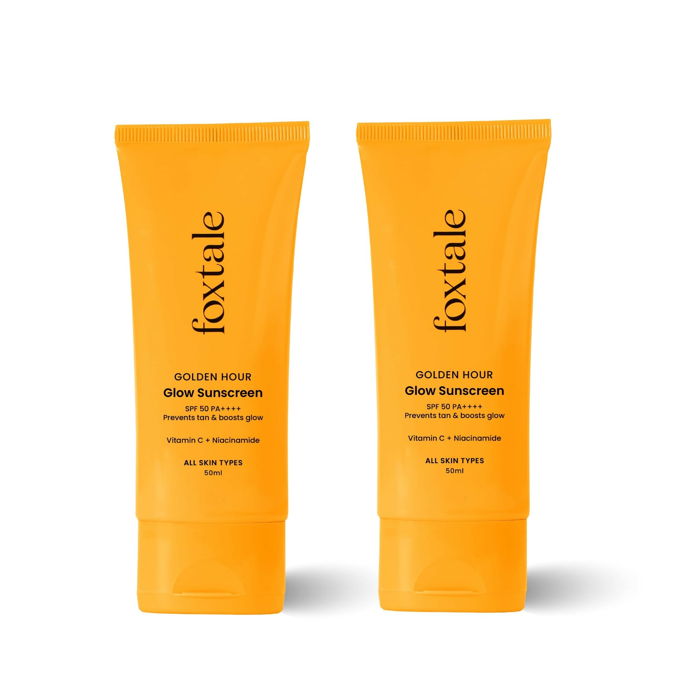 Foxtale Glow Sunscreen SPF 50 PA++++ Lightweight With Vitamin C And Niacinamide For a Dewy Glow, UVA And UVB Filters Prevents Tan - Distacart