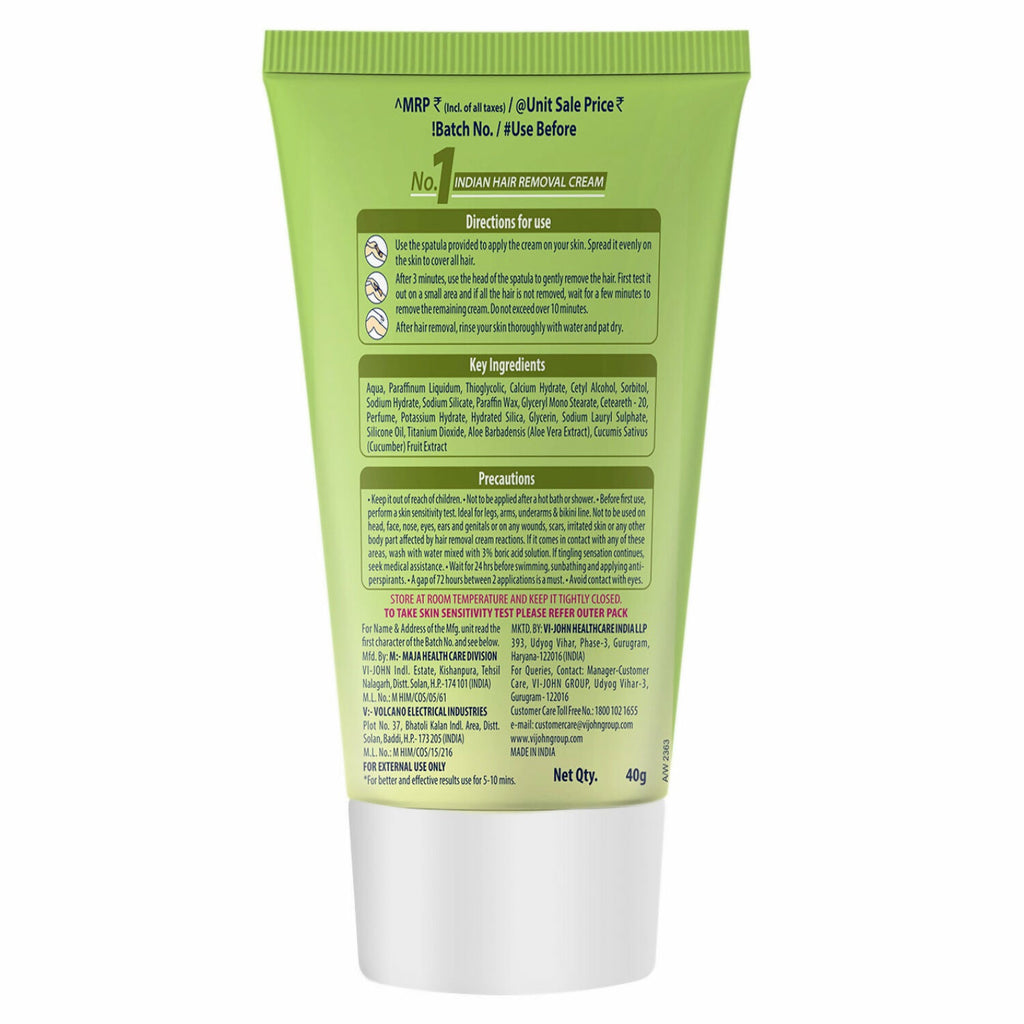 VI-JOHN Feather Touch Cucumber & Aloevera Hair Removal Cream for Women for Sensitive Skin Suitable for Legs, Underarms, Bikini Line, Arms - Distacart