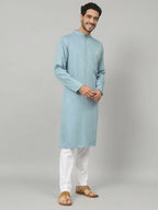Cotton Kurta With Single Motif Embroidery by Hilo Design