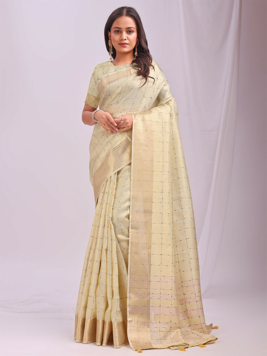 Shree Shyam Fashion Organza Gold Saree - Distacart