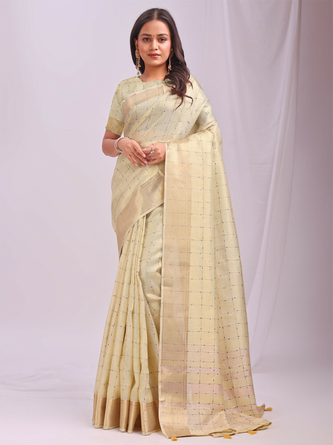 Shree Shyam Fashion Organza Gold Saree - Distacart