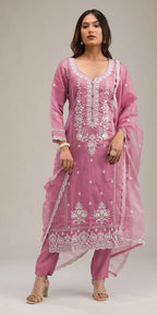 Anaita Pink Embroidered Silk Stitched Salwar suit - Distacart