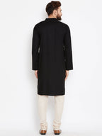 Even Apparels Black Pure Cotton Band Collar Men's Kurta - Distacart