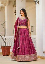 Wedding Partywear Wine Slim Georgette Lehengha Choli With Dupata - Agnidhara