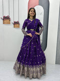 Teeya Creation Purple Color Chinon Silk Embroidery Work Fully Stitched Lehenga Choli