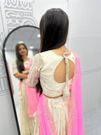Teeya Creation Cream Color Banarasi Silk Heavy Embroidery Work Fully Stitched Lehenga Choli