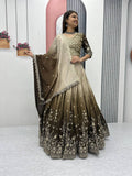 Teeya Creation Multi Color Chinon Silk Heavy Embroidery Work Fully Stitched Lehenga Choli