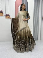 Teeya Creation Multi Color Chinon Silk Heavy Embroidery Work Fully Stitched Lehenga Choli