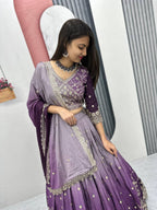 Teeya Creation Multi Color Chinon Silk Heavy Embroidery Work Fully Stitched Lehenga Choli