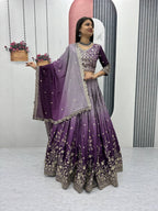 Teeya Creation Multi Color Chinon Silk Heavy Embroidery Work Fully Stitched Lehenga Choli
