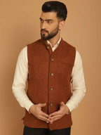 Even Apparels Pure Wool Nehru Jacket - Brown