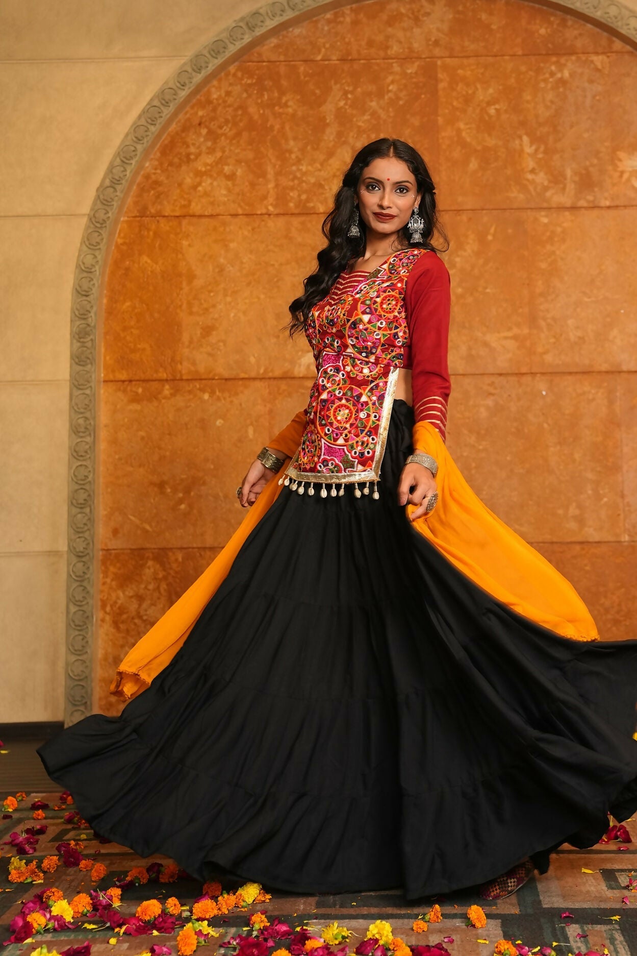 AI Fashion Black Crepe Designer Navratri Wear Lehenga Choli Collection