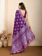 Purple Soft Silk Woven Meenakari Designer Saree - Vedanti