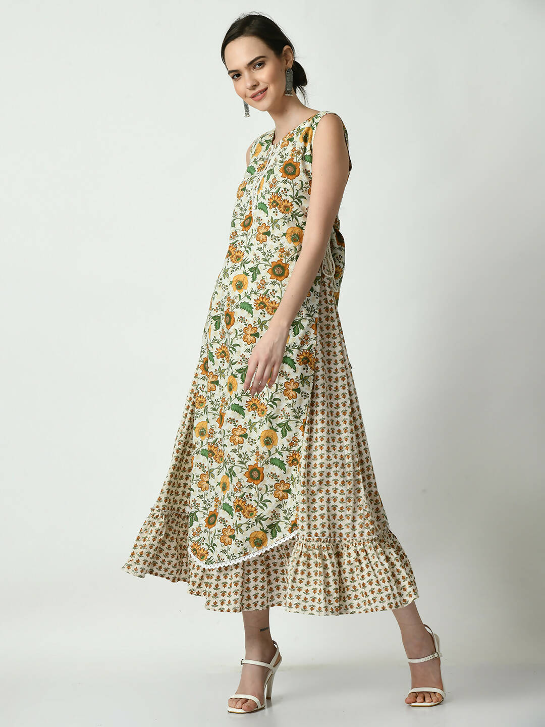Myshka Women's Multi Floral Printed Gown Dress - Distacart