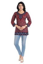 Snehal Creations Magical Maroon Summer Cool Printed Short Kurti Tunic Top - Distacart