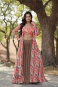 Vastranavya Latest Fancy Party Wear Lehenga Choli With Shrug - Peach