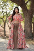 Vastranavya Latest Fancy Party Wear Lehenga Choli With Shrug - Peach