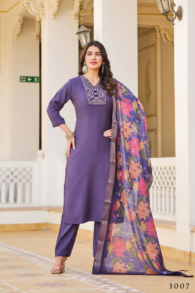 Festive Wear Ethnic Purple vetigun Stitched Suit With Dupatta - Nisha