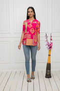 Myshka Women Red Floral Mandarin Collar Regular Sleeves Viscose Rayon Top - Distacart
