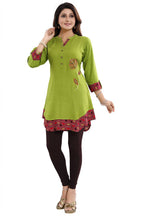 Snehal Creations Gorgeous Designer Green Rayon Embroidery Tunic
