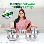 The Indus Valley TurboCuk Tri-ply Stainless Steel Biryani Cooking Pot/Casserole, Premium Quality, 3 Layer Thick Body, Cool Silicone Handles, 100% Toxin-free, Non-stick, Induction & Gas, Spatula, 2.9L