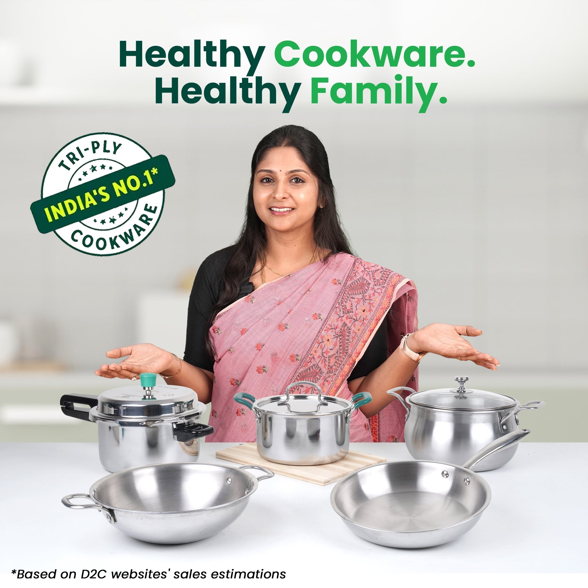 The Indus Valley TurboCuk Tri-ply Stainless Steel Biryani Cooking Pot/Casserole, Premium Quality, 3 Layer Thick Body, Cool Silicone Handles, 100% Toxin-free, Non-stick, Induction & Gas, Spatula, 2.9L